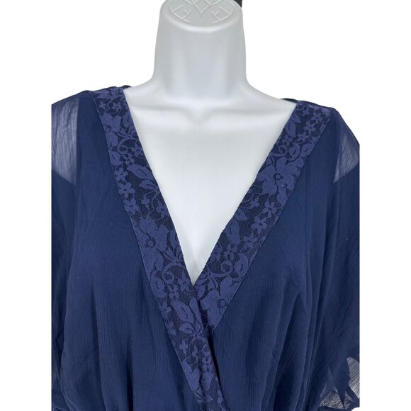 Torrid Tiered Skirt V Neck Lace Trim Chiffon Lined Dress Size 1X - Picture 2 of 11